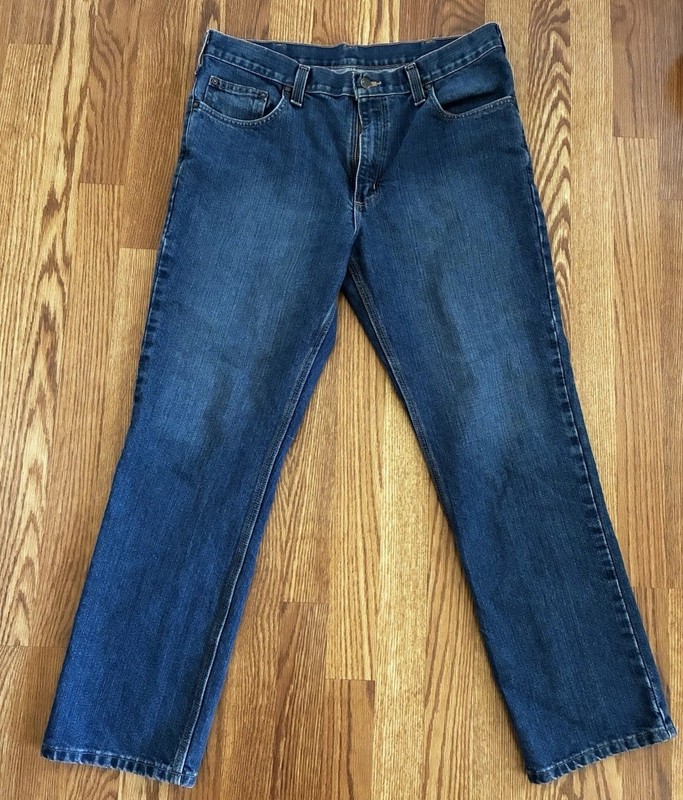Carhartt 101496 Traditional Fit Jeans 36x30 Blue Denim Workwear Made in Mexico