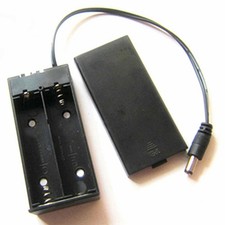 2 Slot Battery Holder Storage Box Battery Case with DC Power Plug Switch Cover