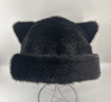 Unisex Winter Faux Mink Fur Hat Cute Cat Ears Fuzzy Warm Plush Cap Outdoor