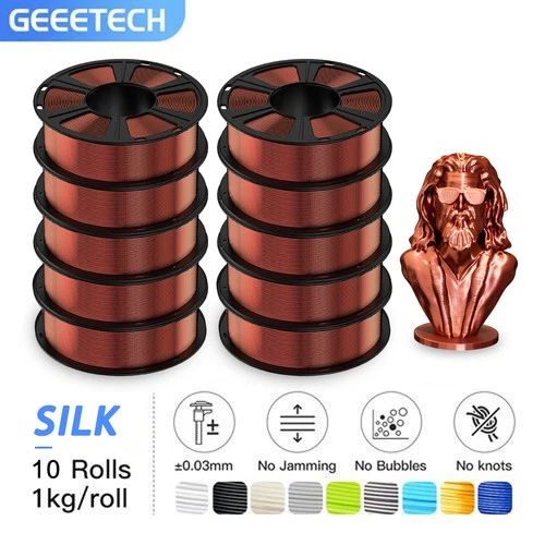 10KG Geeetech 3D Drucker Filament Silk PLA 1,75mm Verbrauchsmaterialien Kupfer