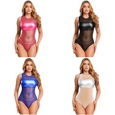 Women Bodysuit Music Festival Jumpsuit Carnival Cosplay Rompers Catsuit Shiny