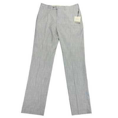 Calvin Klein Mens Jace Slim Fit Sharkskin Dress Pants Light Gray 34x34