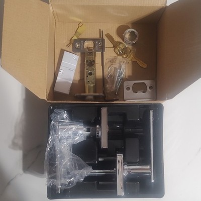 Kwikset Breton Entry Door Lever Lock SmartKey Square Polished Chrome