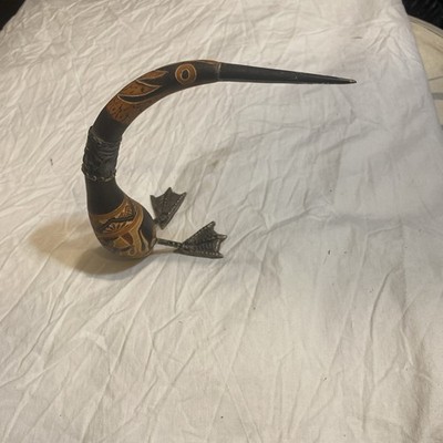 Hand Carved Peruvian Gourd Bird Primitive