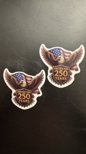 2 Ct. USA 250th Anniversary Sticker America United Decals Patriotic Golden Eagle