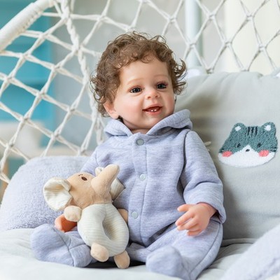 Smiling 22'' Lifelike Reborn Baby Dolls Full Body Vinyl Boy Sweet Waterproof Baby