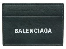 Balenciaga Logo Card Case Leather Black 4 Slots Businessunused