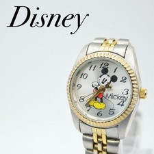 Disney Mickey Mouse Watch New Battery Unisex Gold Silver From Japan