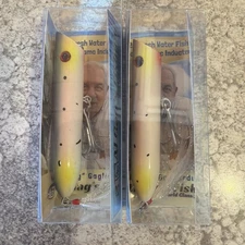2 Packs Al Gag’s Throwback Lures Heirloom Popper Chartreuse Tips