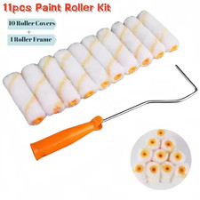 4" Inch Microfibre Paint Roller With Handle Emulsion Decorate (11 Pieces Set)