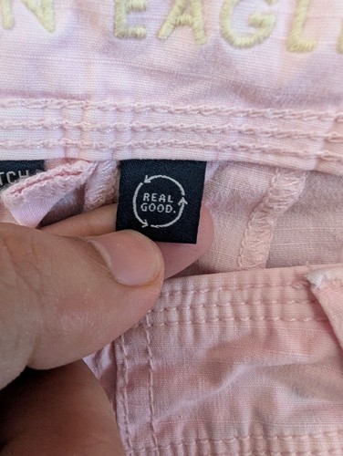 Pantaloni cargo American Eagle donna 6 lunghi rosa elasticizzati coulisse orlo tasche - Foto 9 di 14