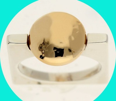 Vintage Pierre Cardin 1970 s Paris Geometric Square Ring 14KYG 925 Sterling 5.25