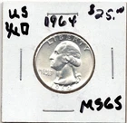 1964 D Silver  US 1/4 Dollar Coin - BU