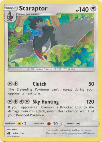 Staraptor - 83/111 - Rare (Damaged) Crimson Invasion - Colorless Pokémon