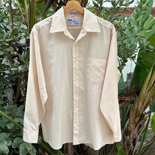 Vintage 60s Ward Image Of Silk Dress Shirt Beige Button Up 16.5 32/33