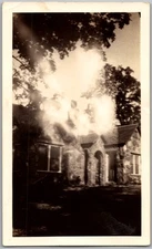 Vintage Snapshot Charming Stone House Shadows 1930s