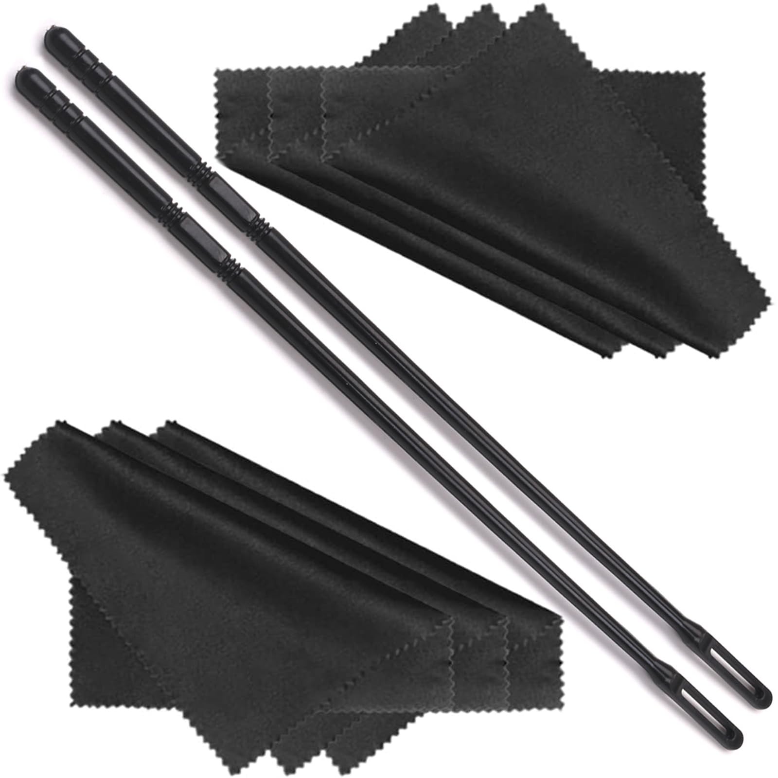 2 kits de nettoyage pour flûte traversière avec bâtonnets en bois et chiffons doux