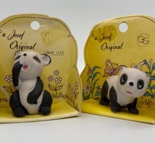A Josef Original Vtg 70’s 80’s Set-Panda Cubs On Original Card Animal Figurines