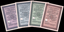 1939 KRUPP Full Set RM500-5000 Bonds First WWII Issue Panzer Tanks & U Boats F+