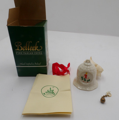 Belleek 1990 Christmas Bell Ornament With Original Box Lot B