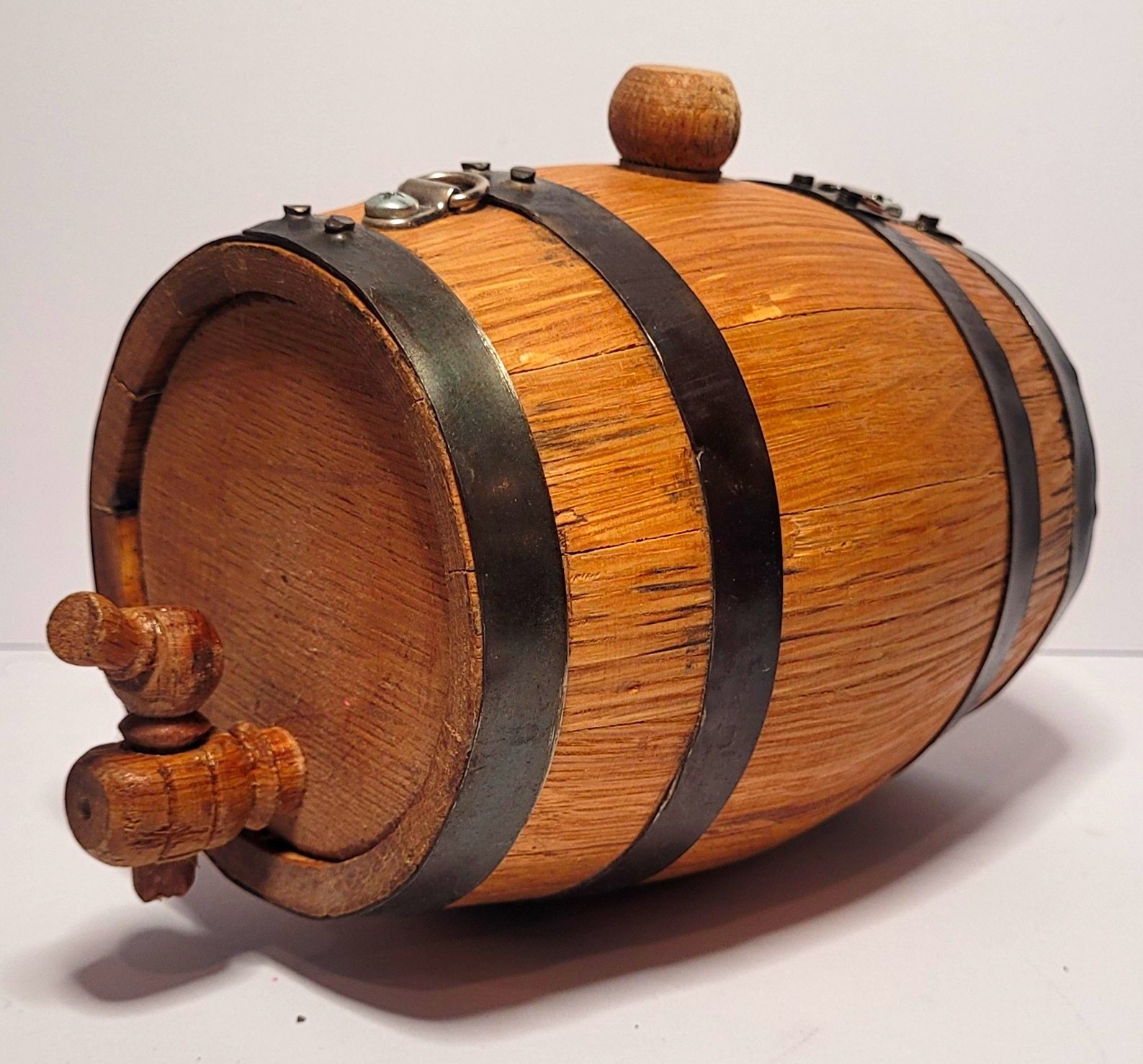 Oak Wood Barrel/Keg Liquor Dispenser w/ Spigot, 8 in. decorative only