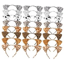 Animal Ears Headband Assortment - Cheetah, Zebra, Leopard Ears Hairbands for