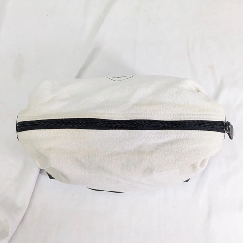 Chanel Pouch Cosmetic Novelty Canvas Large Size White x Black Zipper Closure - Picture 3 of 10