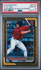 🔥 2024 Bowman - Chrome Prospects Kyle Teel Gold Shimmer Refractor /50 RC PSA 10