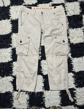 Y2K Rock Revival Cargo Capris Womens 25 Cream...