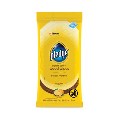 Pledge Lemon Scent Wet Wipes, Cloth, 7 X 10, White, 24/pack 319250PK SC  Pledge