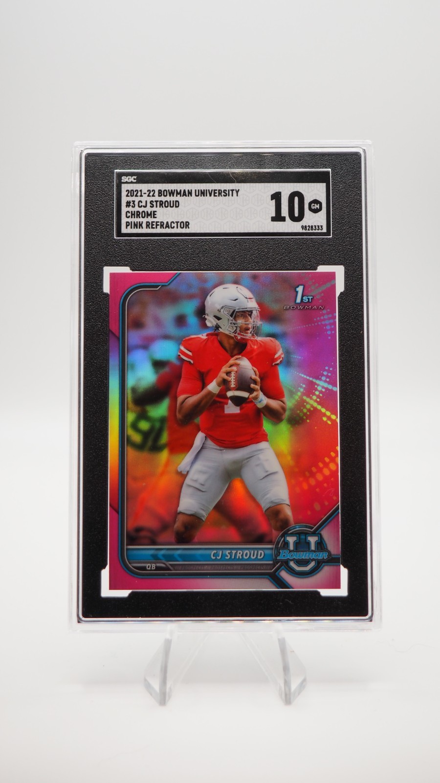 2021-22 Bowman University - C.J. Stroud #3 Chrome Pink Refractor (RC) SGC 10 GM!