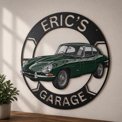 Custom 1963 Jaguar E-Type Coupe Metal Sign | Personalized Series I Classic Car