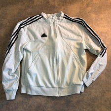 Adidas Track Jacket Mens Medium Mint Green IS1503 3-Stripe Full Zip Sportswear