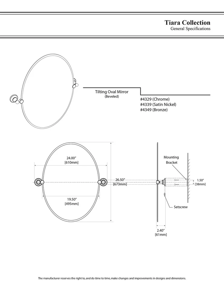 Gatco 4329 Tiara Oval Wall Mirror, Chrome,Small - Image 4 of 4