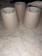 Set of 3 Beige Fabric Round Lamp Shades for Adults Solid Color Lighting Decor