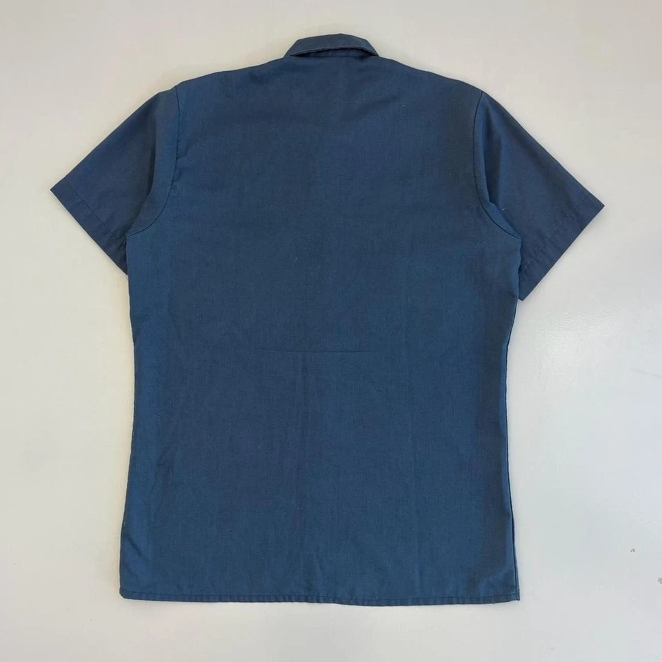 Camisa de Trabajo Militar Vintage Años 70 Azul Marino Utilidad Botón Frontal Talla Mediana Foto 4 de 4