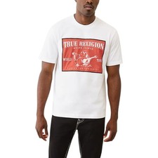 Image of True Religion109305 Mens T Shirts Mesh SRS Logo Crew Neck Summer Soft Cotton Tee