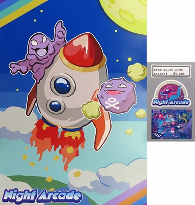 Pokémon Night Arcade Poster & Sticker Set Limited Collectible Kids Room DecorP