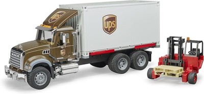 bruder 02828 - Mack Granite UPS Logistik LKW inklusive Mitnahmestapler - 1:16 Fa