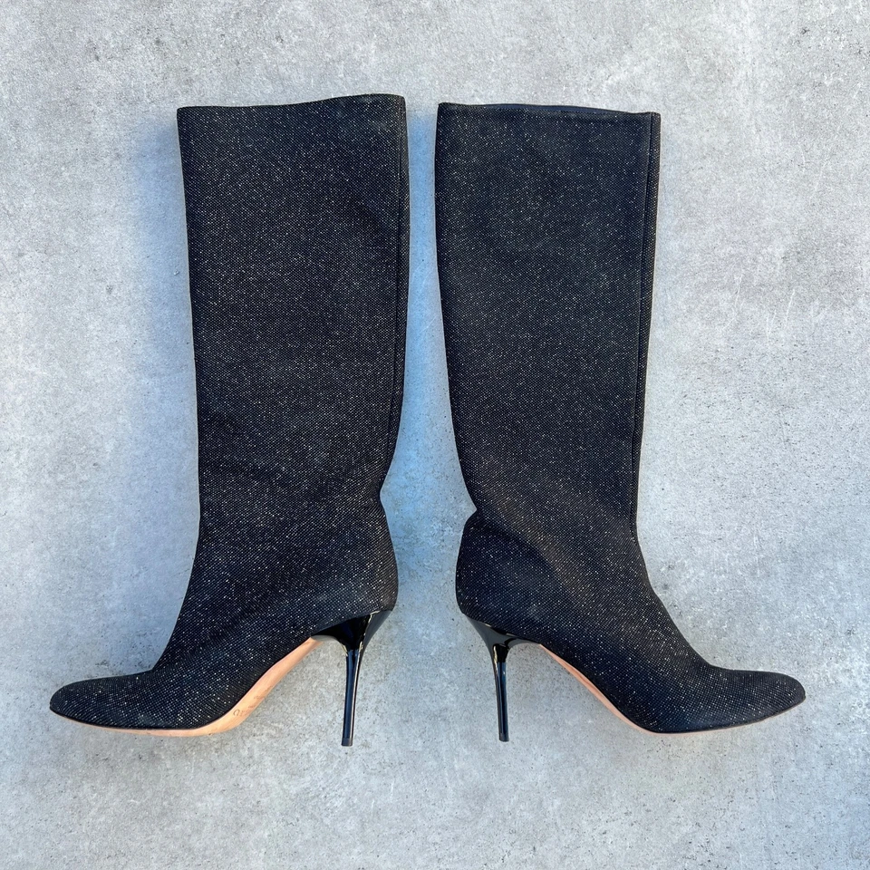 Jimmy Choo | Auténticas botas de aguja de cristal brillante Mavis negras vintage (36) Foto 2 de 4