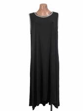 Black Stretch White Embroidered Vince Camuto Pullover Casual Midi Dress 3X