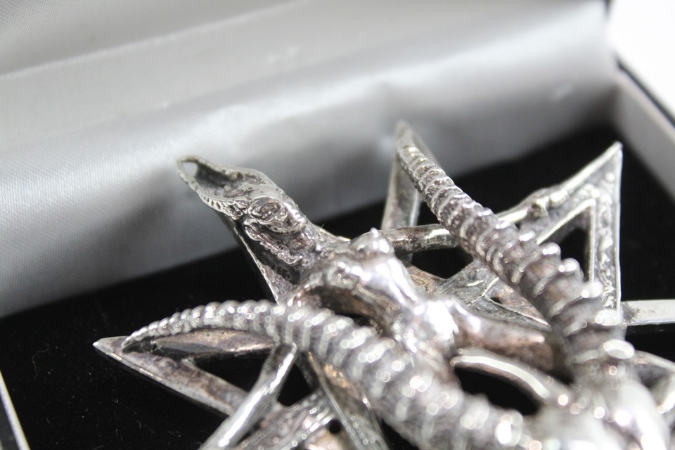HR Giger Sterling Silver Pendant Occult Pentagram Statement Baphomet ...