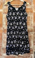 Vintage April Cornell Cottagecore Dress Tiered Whimsigoth  Dark Floral Shift Med