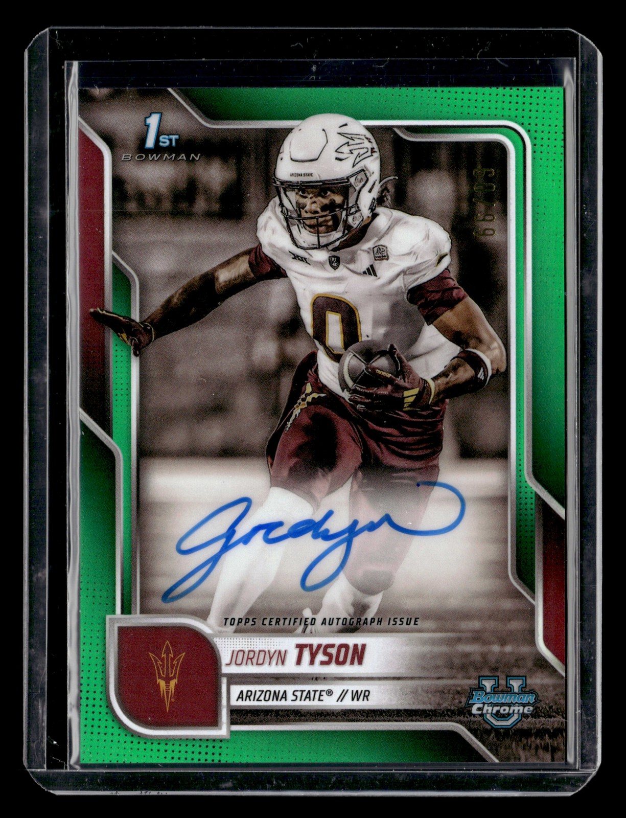 2025 Bowman University Chrome #BCA-JTY Jordyn Tyson Auto Green Refractor #/99