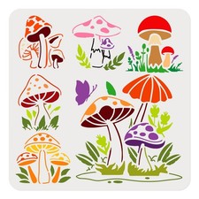 Mushroom Stencil for Painting, 11.8"x11.8" Reusable Plastic Mushroom Stencil ...