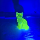 Fenton Uranium Glass Cat Figurine Vaseline Yellow Green UV Reactive Vintage