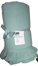 F&F HOME SAGE GREEN FRILL Bedspread 100% COTTON BEDDING 200 x 220 cm NEW