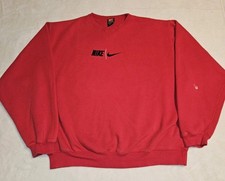 Vintage Nike Sweatshirt Mens XL Crewneck Red Center Swoosh Spellout Blemishes 