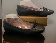 VIONIC Klara Black Leather Ballet Flats Women Size 9 Slip On Comfort Shoes Bow