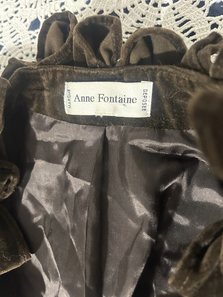 Chaqueta Blazer Anne Fontaine Marca Deposee Volantes Corsé Terciopelo Mujer Talla 3 (10us Foto 4 de 4